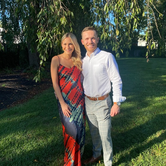 Multi Color Satin Maxi Dress - Picture 2 of 4